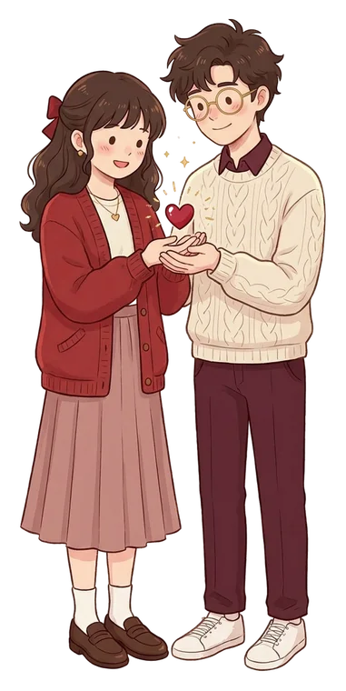 the two of us holding a tiny heart
