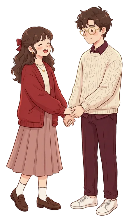 the two of us holding hands