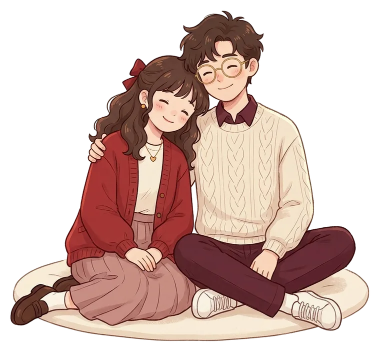 the two of us, sitting together